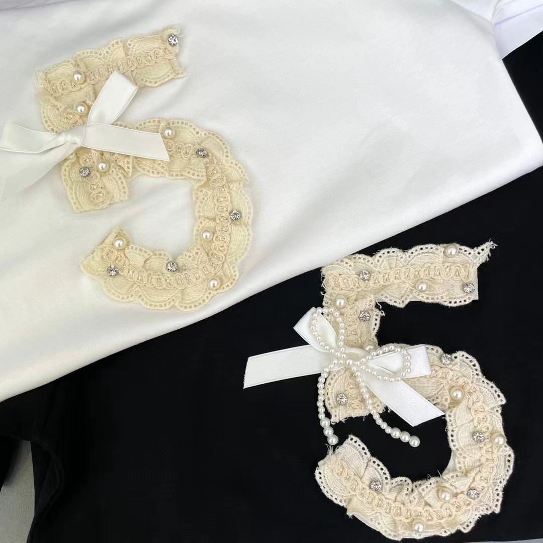 CHANE1 高品質水溶性フラワーボウ T シャツ【50％割引+送料無料】