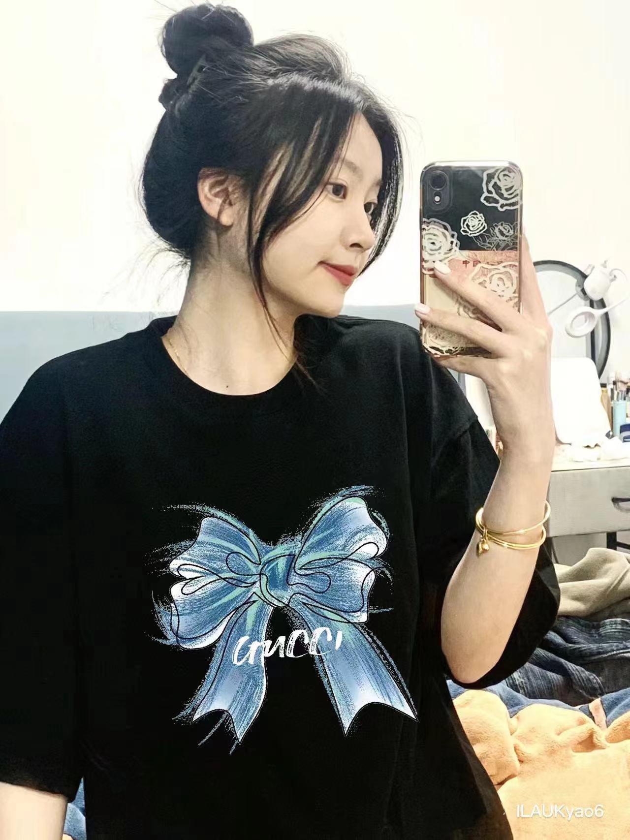 GUCC1 高級手描きリボンTシャツ【50％割引+送料無料】