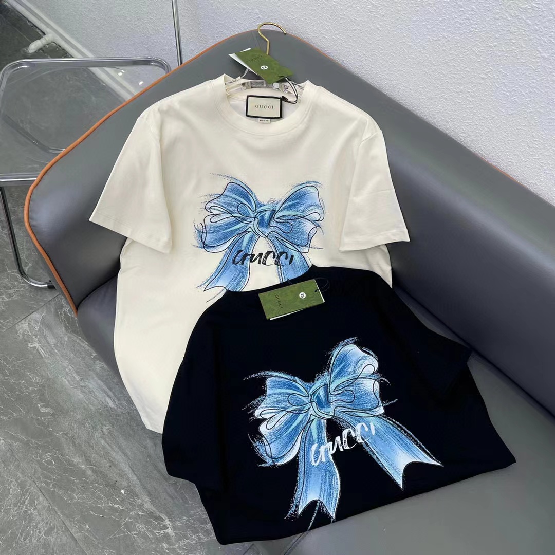 GUCC1 高級手描きリボンTシャツ【50％割引+送料無料】