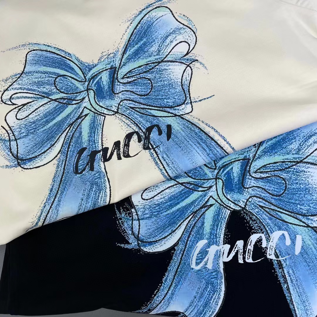 GUCC1 高級手描きリボンTシャツ【50％割引+送料無料】