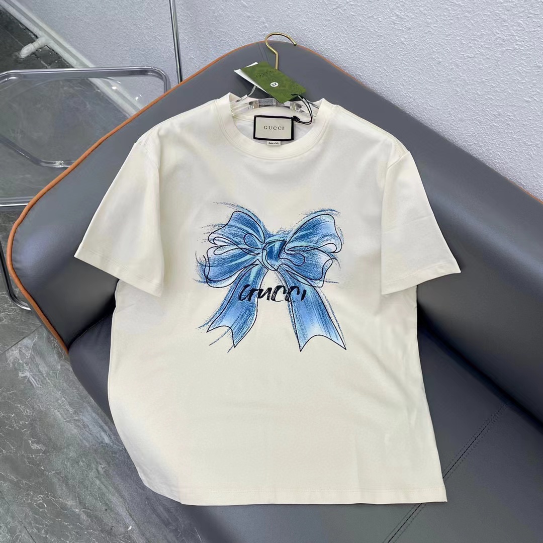 GUCC1 高級手描きリボンTシャツ【50％割引+送料無料】