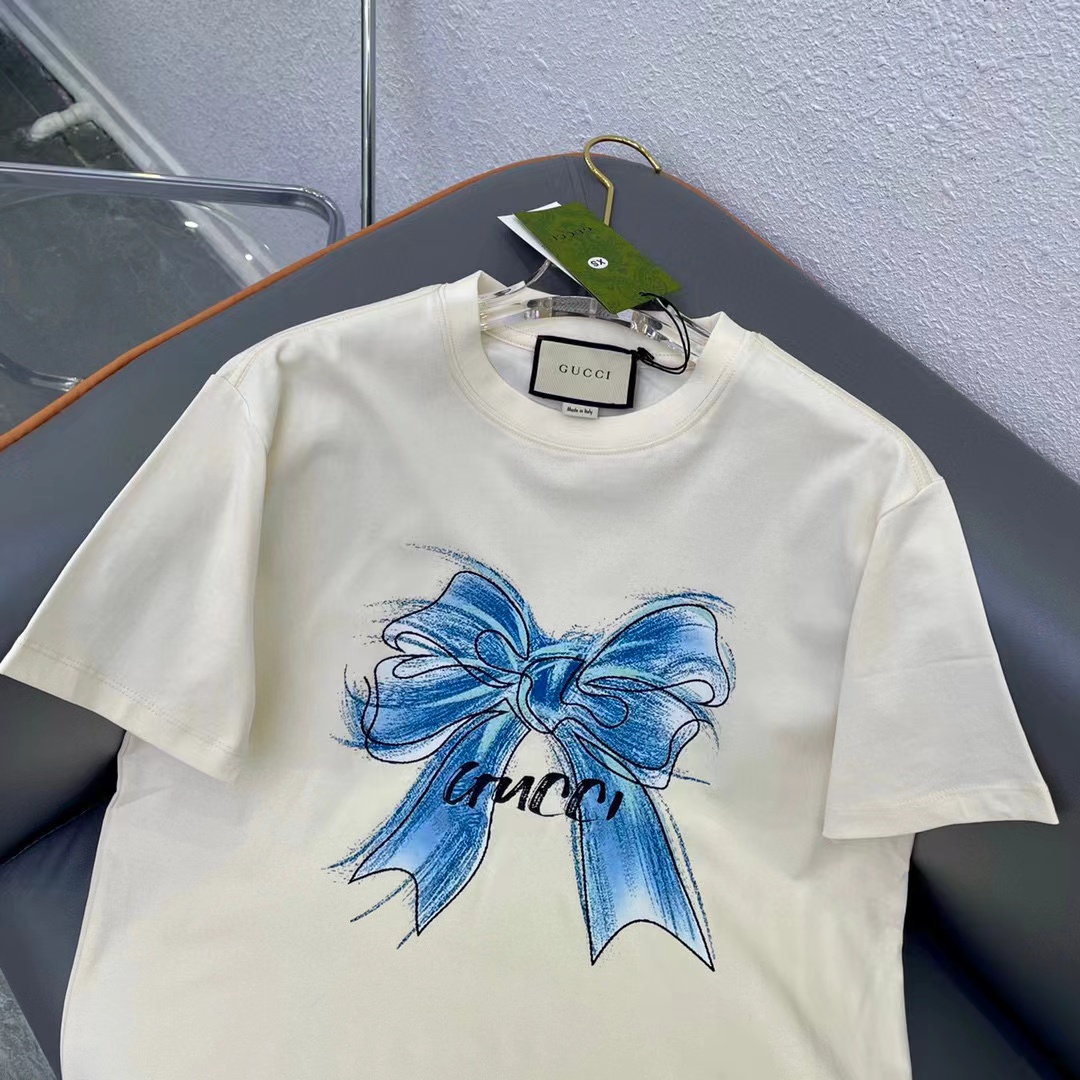 GUCC1 高級手描きリボンTシャツ【50％割引+送料無料】