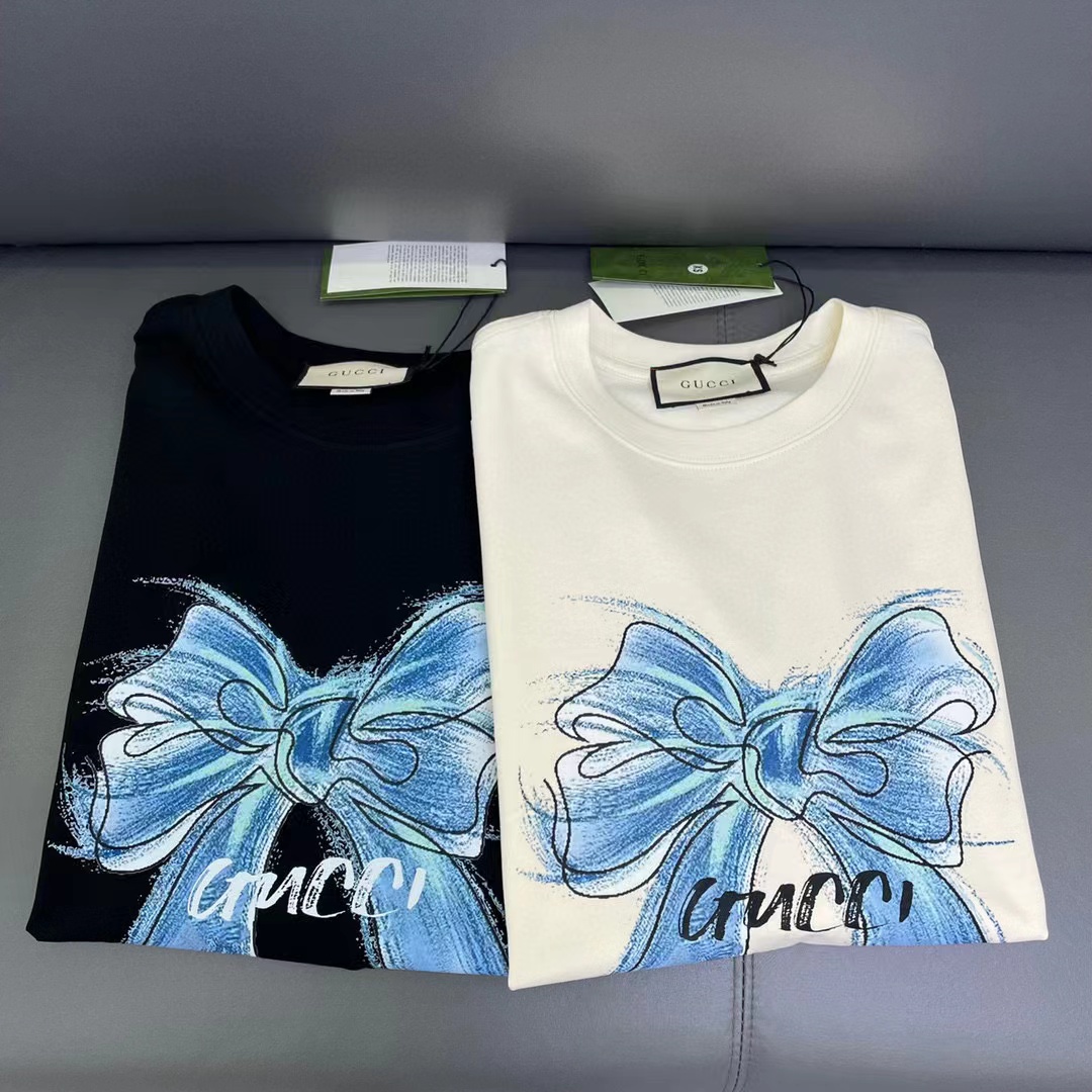 GUCC1 高級手描きリボンTシャツ【50％割引+送料無料】