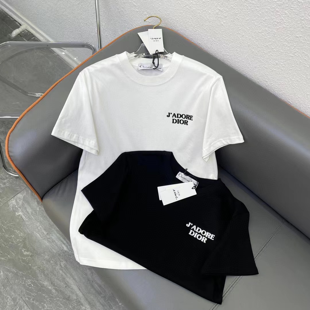 DI0R シンプルクラシックレター ホットダイヤモンド Tシャツ【50％割引+送料無料】