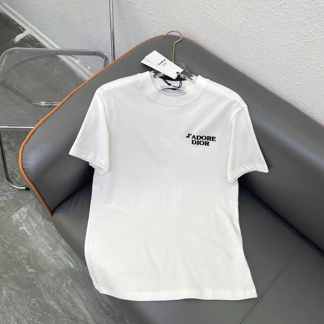 DI0R シンプルクラシックレター ホットダイヤモンド Tシャツ【50％割引+送料無料】