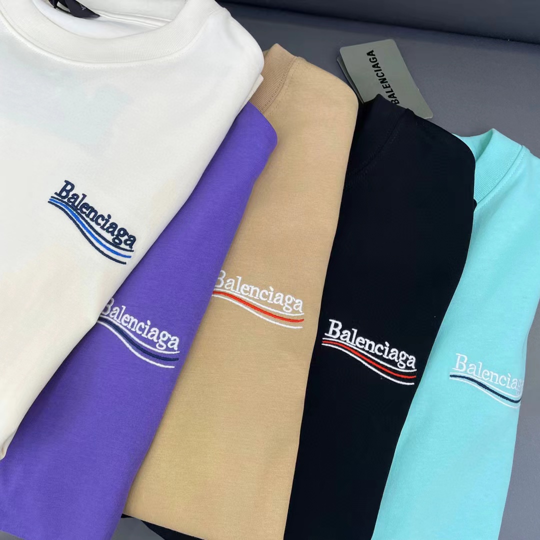 Ba1enciagaシンプルなコーラ文字刺繍Tシャツ【50％割引+送料無料】