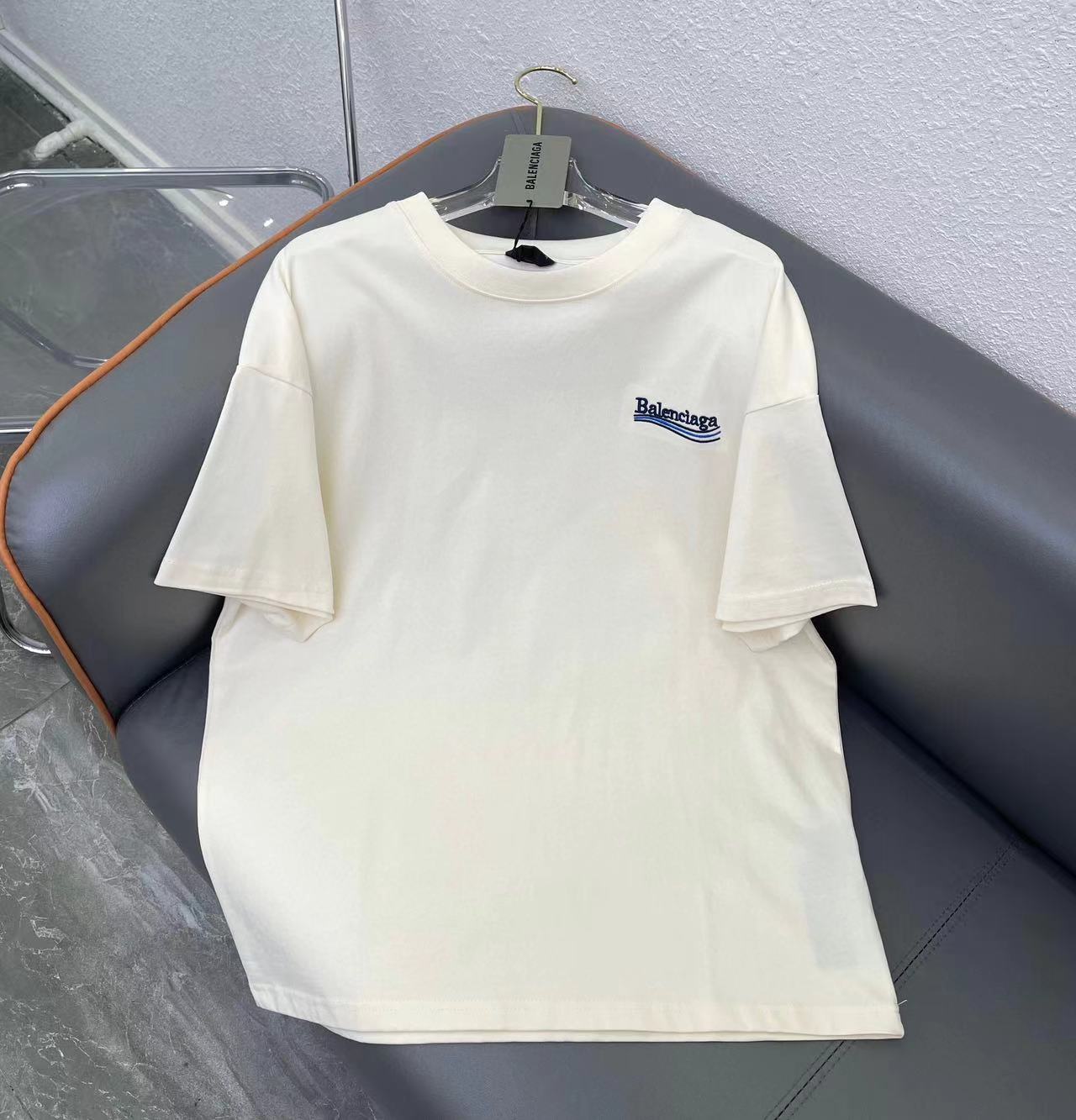 Ba1enciagaシンプルなコーラ文字刺繍Tシャツ【50％割引+送料無料】