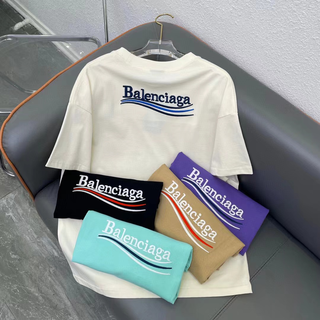 Ba1enciagaシンプルなコーラ文字刺繍Tシャツ【50％割引+送料無料】