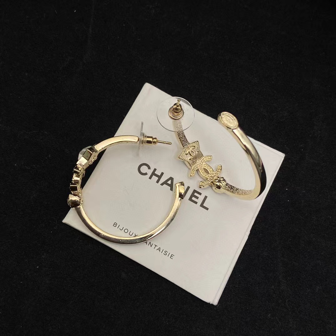 CHANE1 ダブルC ダイヤモンド イヤリング【50％割引+送料無料】