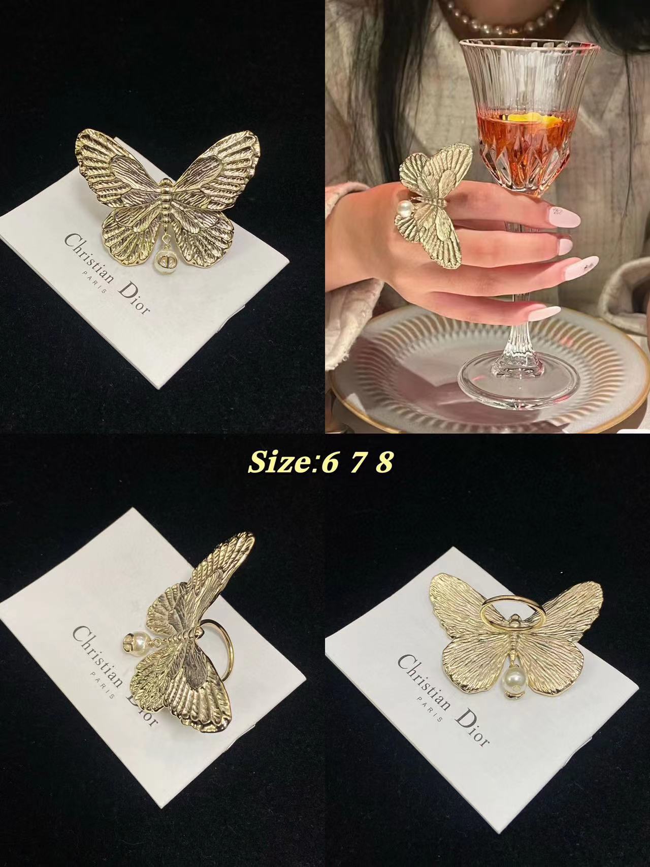 DI0R ラージゴールドバタフライリング【 50％割引+送料無料】