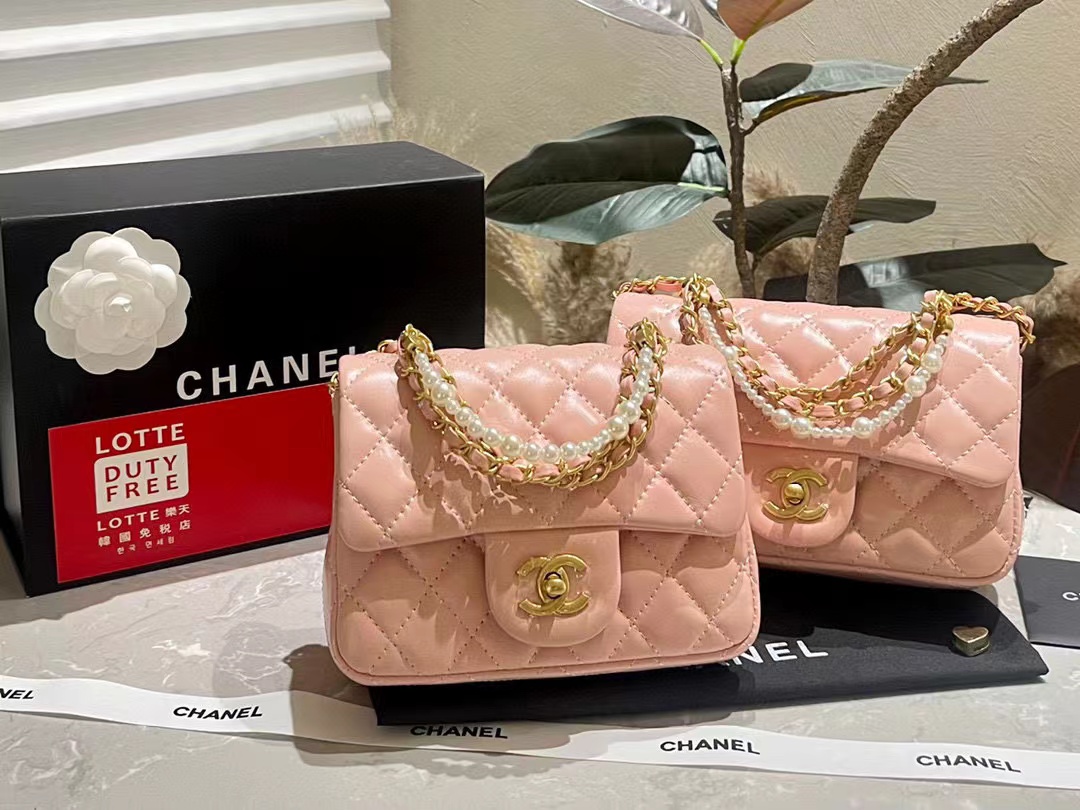 CHANE1 カウレザーパールチェーンショルダークロスボディバッグ【50％割引+送料無料】