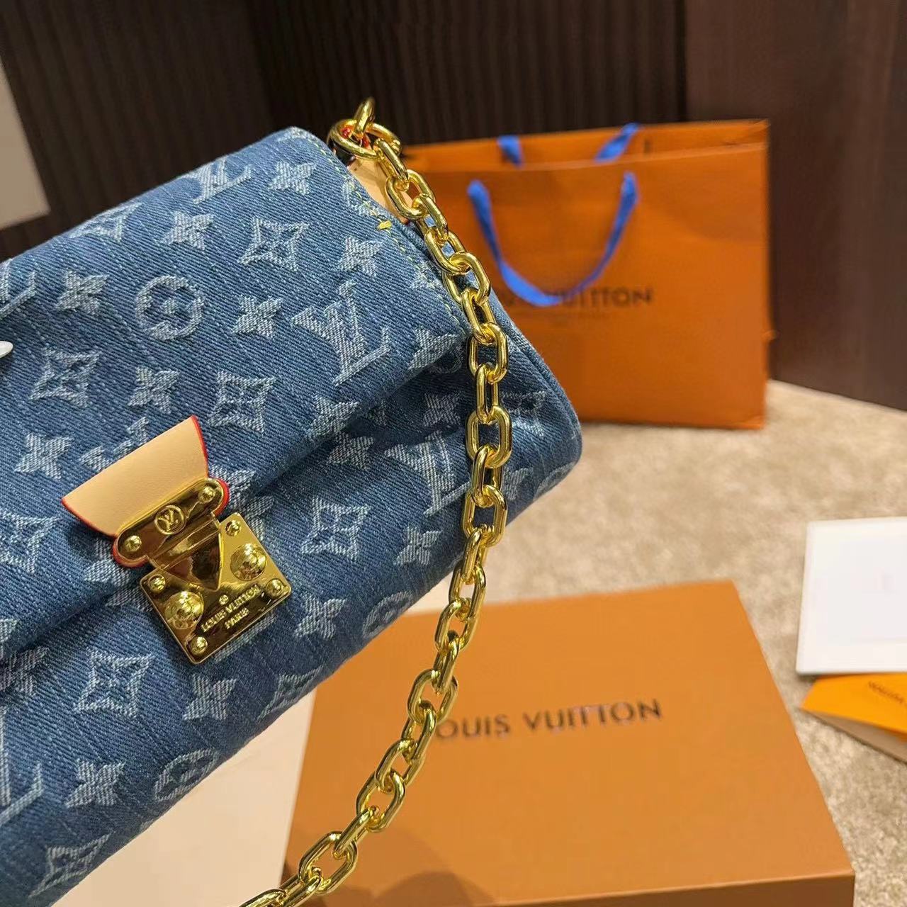 LV デニム チェーンバッグ【50％割引+送料無料】