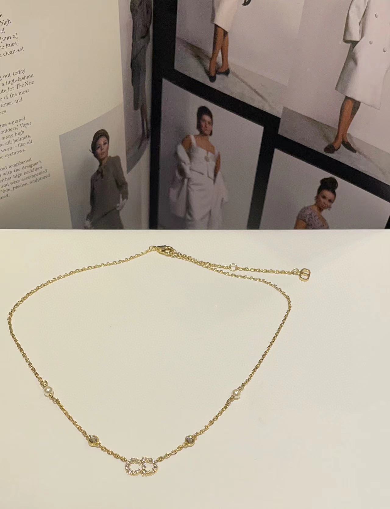 DI0R CDラインストーンパールネックレス【 50％割引+送料無料】