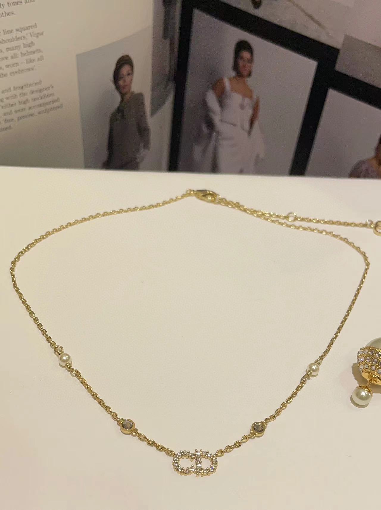 DI0R CDラインストーンパールネックレス【 50％割引+送料無料】