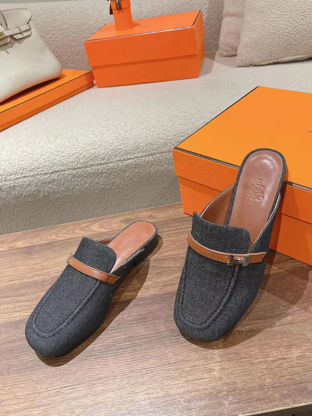 HERME5 上質スクエアトゥスリッパ【50％割引+送料無料】