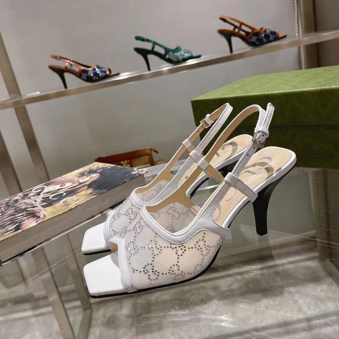 GUCC1 高品質ラインストーンシープスキンハイヒール【50％割引+送料無料】