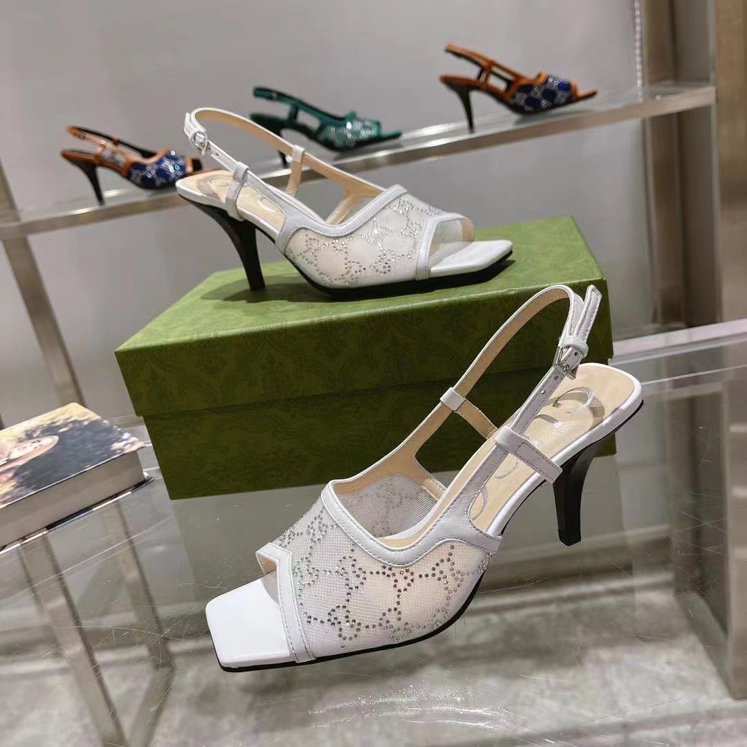 GUCC1 高品質ラインストーンシープスキンハイヒール【50％割引+送料無料】