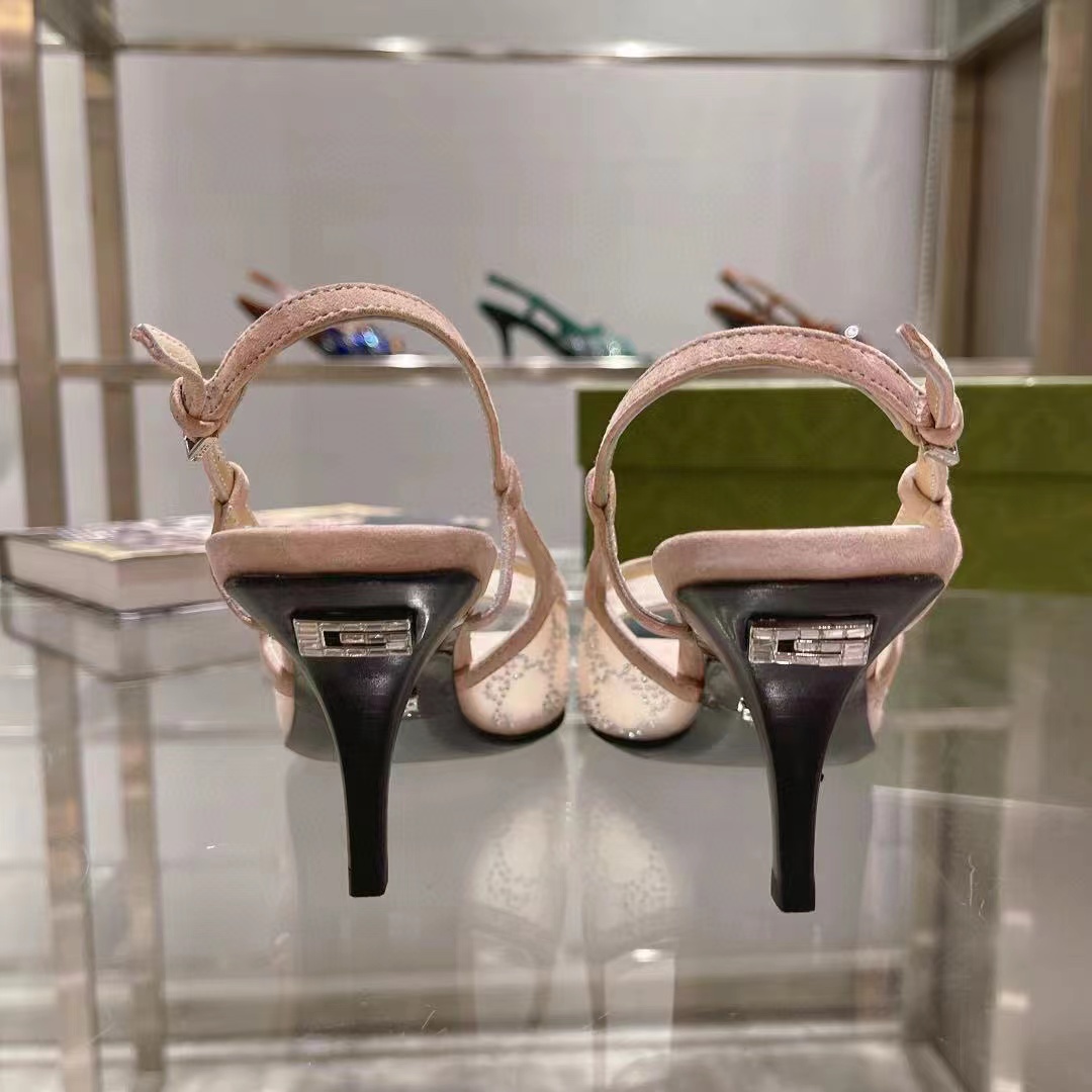 GUCC1 高品質ラインストーンシープスキンハイヒール【50％割引+送料無料】