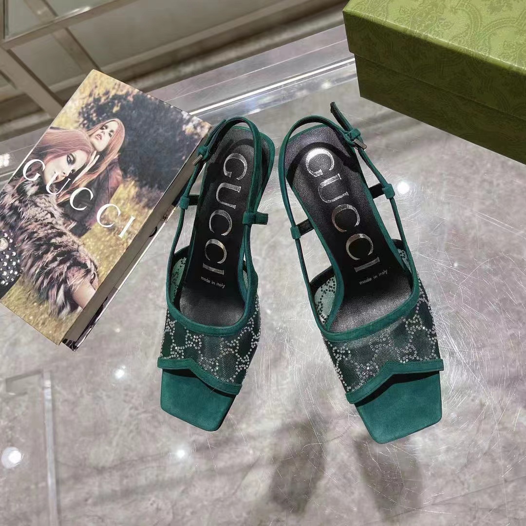 GUCC1 高品質ラインストーンシープスキンハイヒール【50％割引+送料無料】