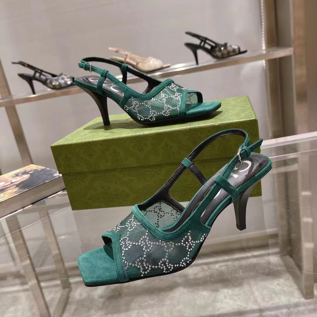 GUCC1 高品質ラインストーンシープスキンハイヒール【50％割引+送料無料】