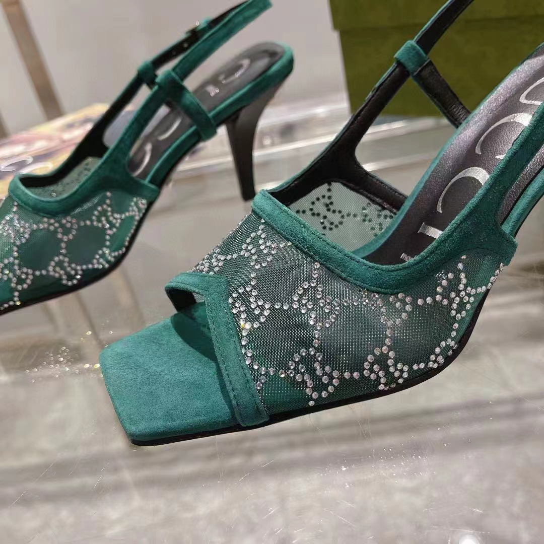 GUCC1 高品質ラインストーンシープスキンハイヒール【50％割引+送料無料】