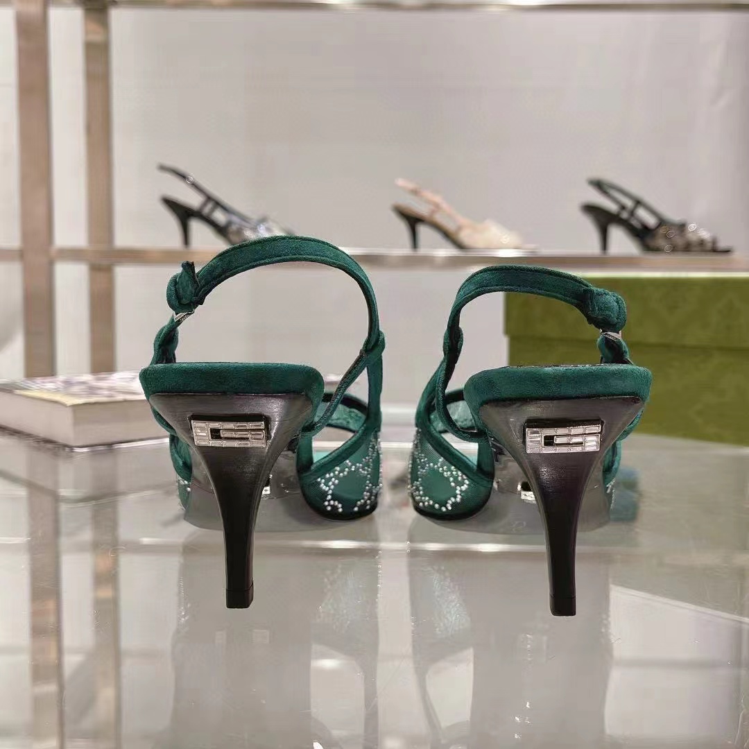 GUCC1 高品質ラインストーンシープスキンハイヒール【50％割引+送料無料】