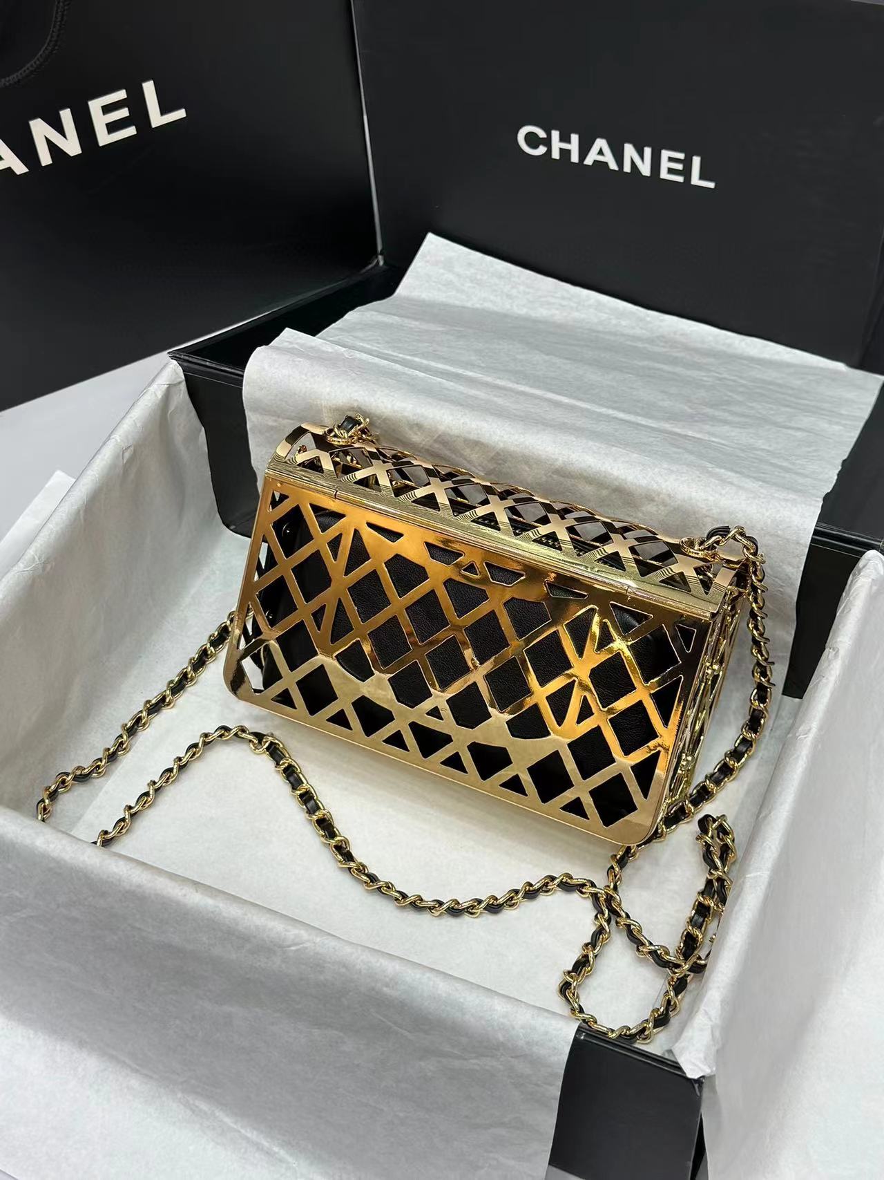 CHANE1 メタル中空イブニングバッグ【50%割引+送料無料】