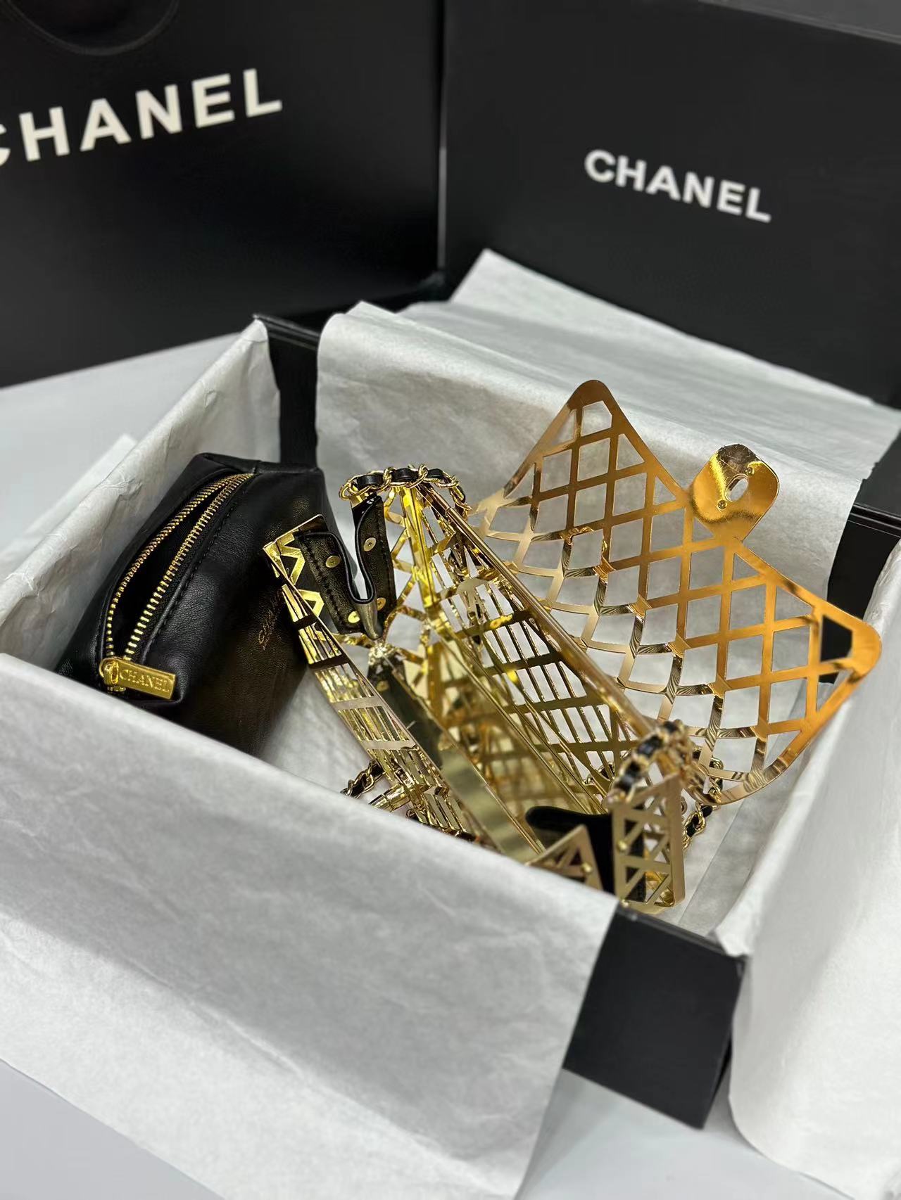 CHANE1 メタル中空イブニングバッグ【50%割引+送料無料】