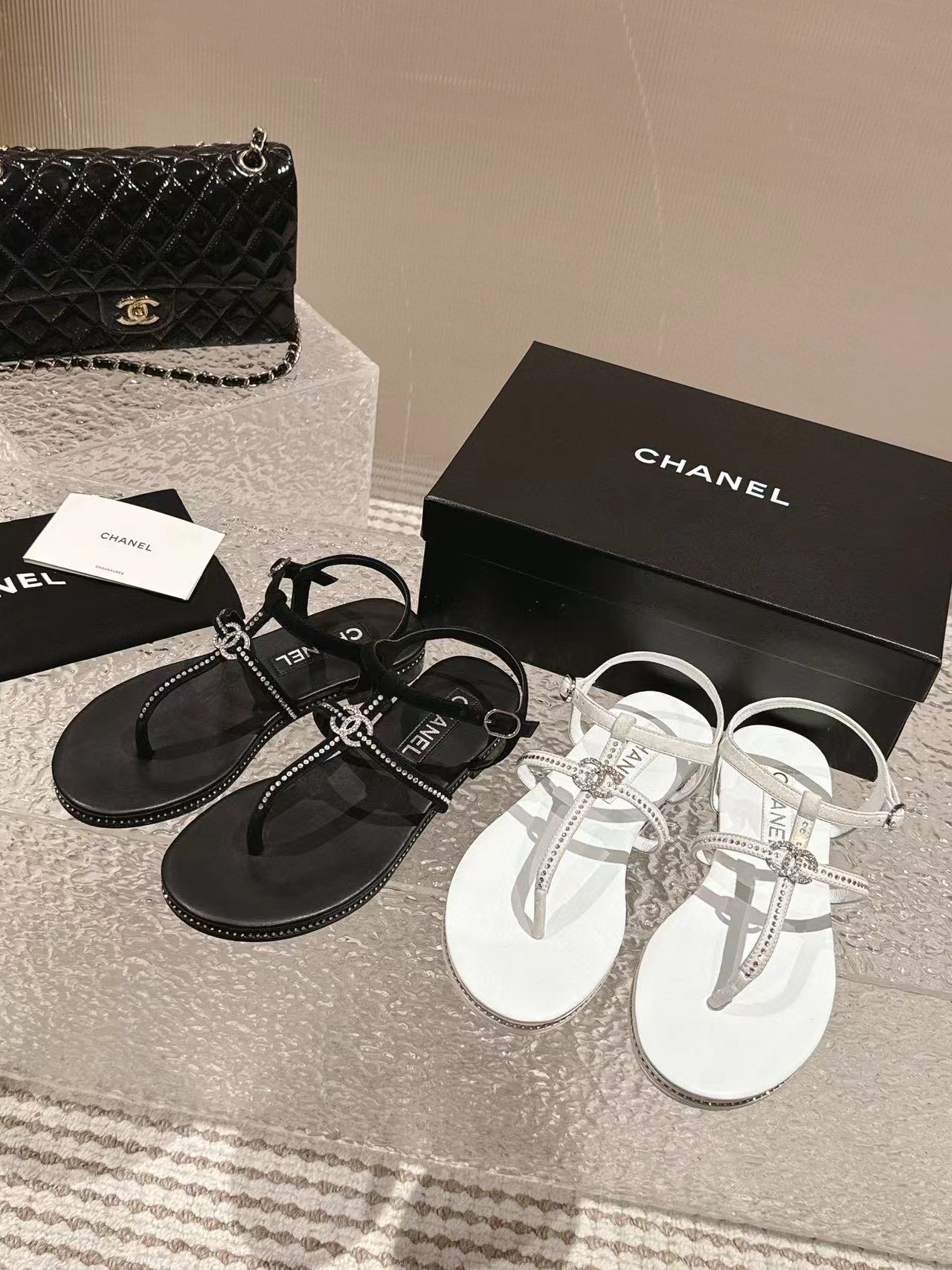 CHANE1 高品質ダブル C ダイヤモンド サンダル【50％割引+送料無料】