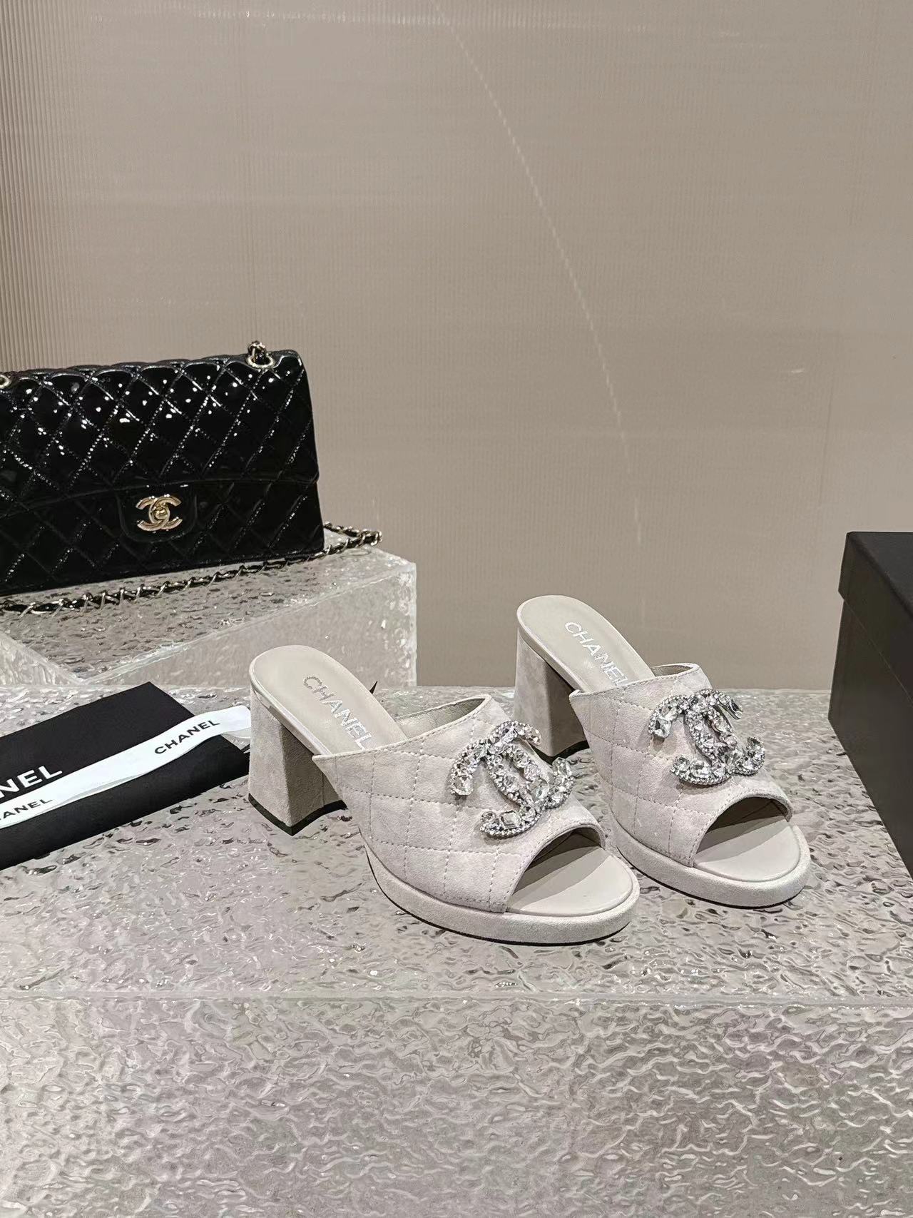 CHANE1 高品質ダブル C ロゴラインストーンハイヒール【50%割引+送料無料】