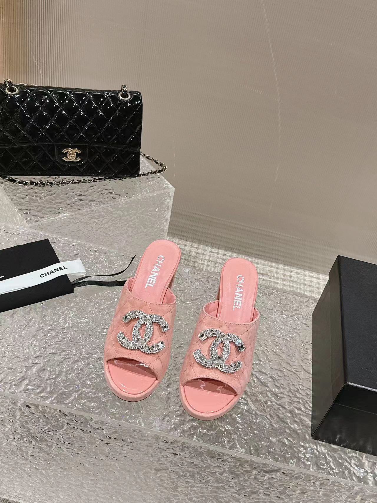 CHANE1 高品質ダブル C ロゴラインストーンハイヒール【50%割引+送料無料】