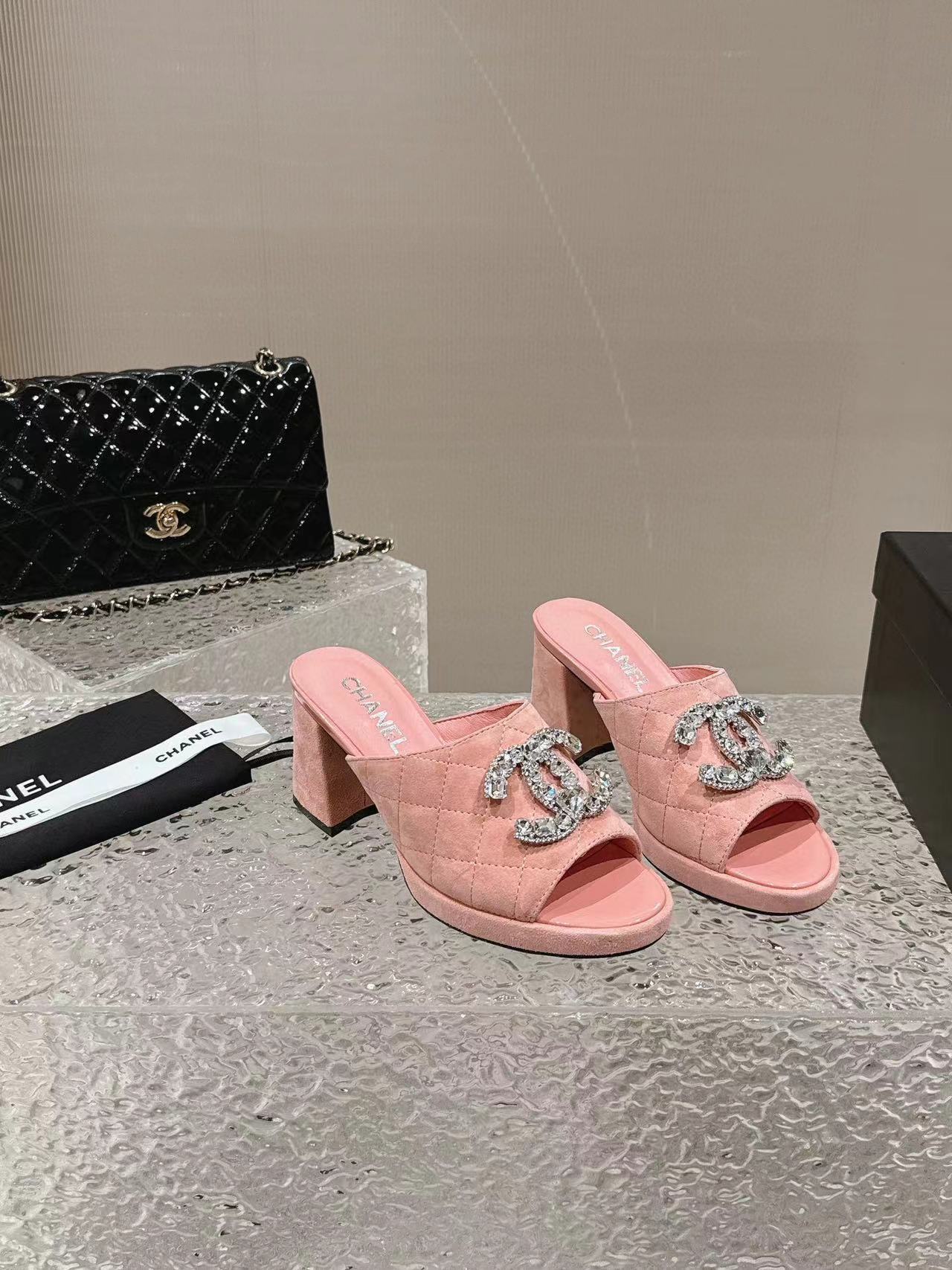 CHANE1 高品質ダブル C ロゴラインストーンハイヒール【50%割引+送料無料】