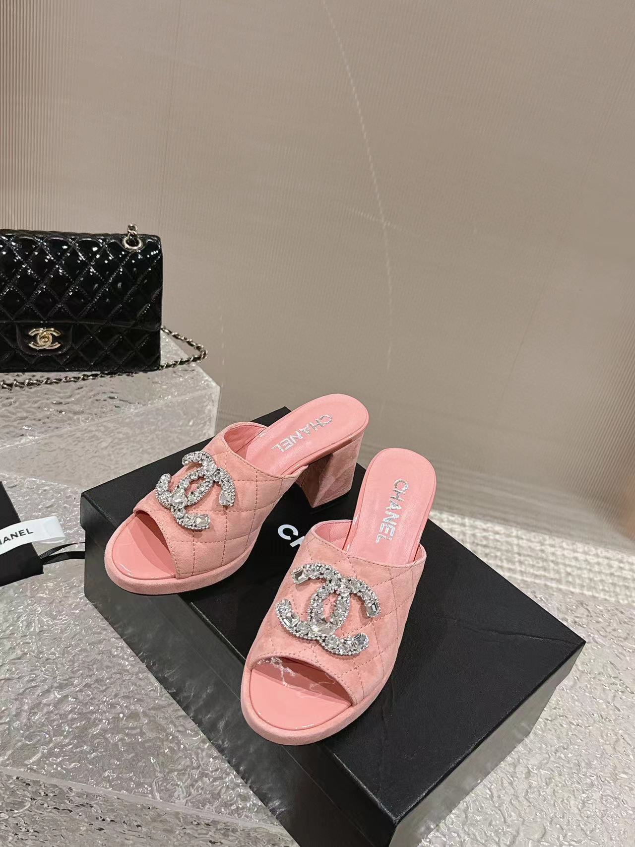 CHANE1 高品質ダブル C ロゴラインストーンハイヒール【50%割引+送料無料】