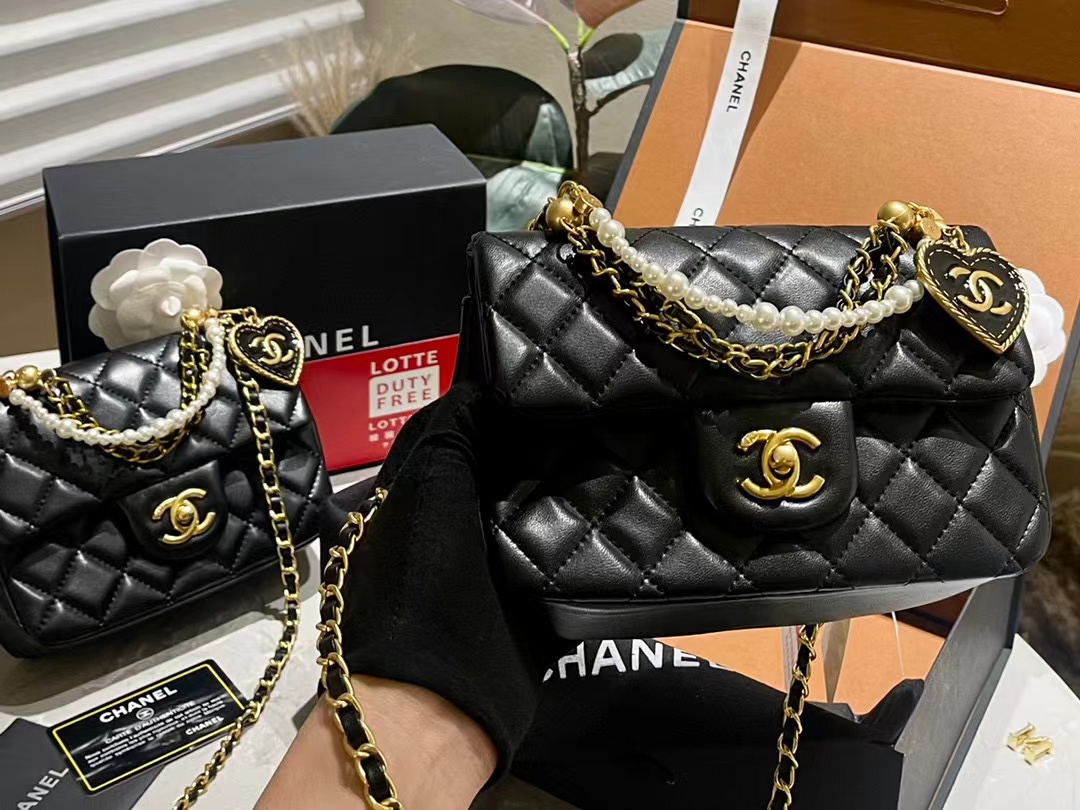 CHANE1 パールハートチェーンショルダークロスボディバッグ【50％割引+送料無料】