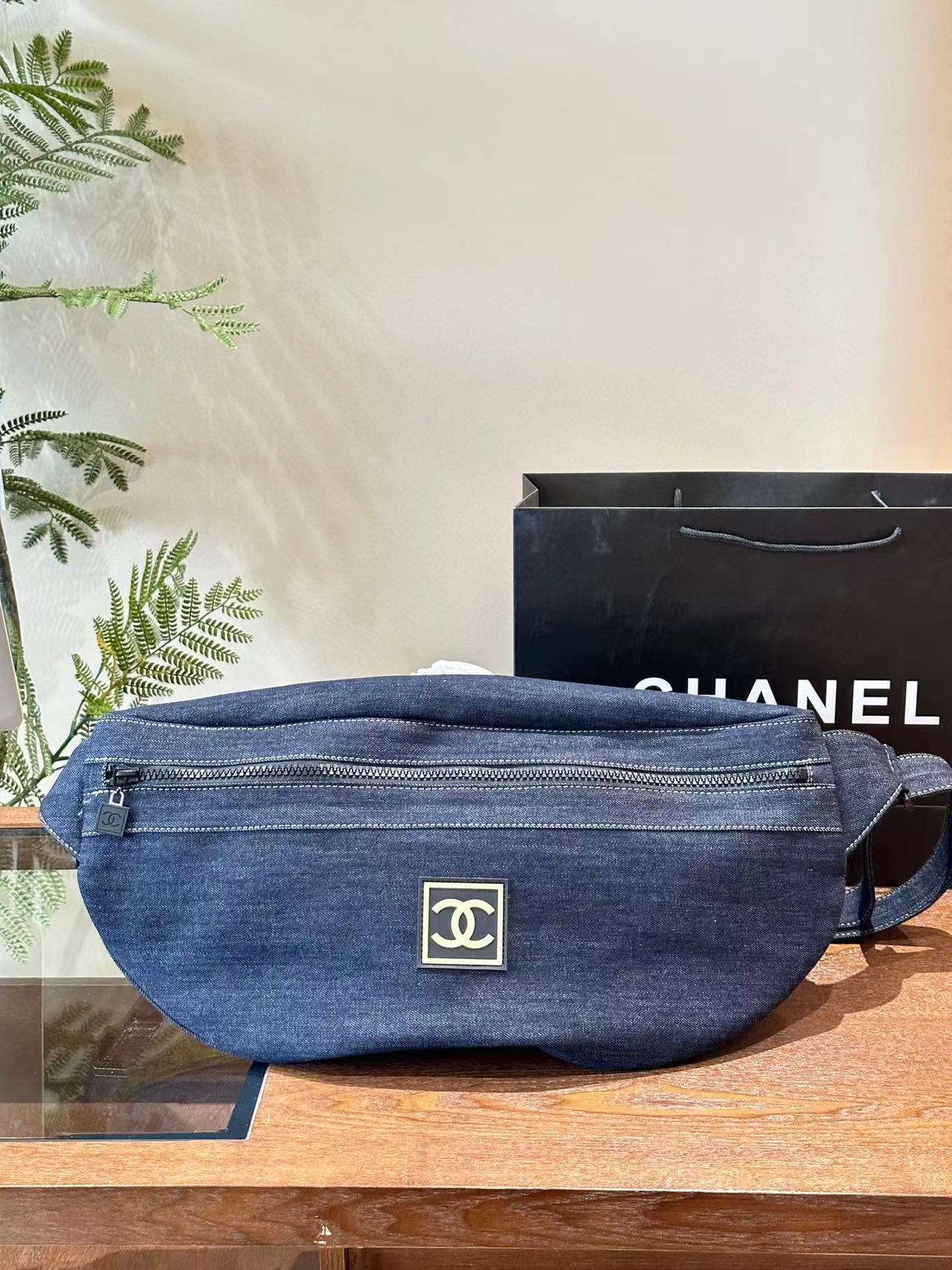 CHANE1 デニムウエストバッグ クロスボディバッグ 【50％割引+送料無料】