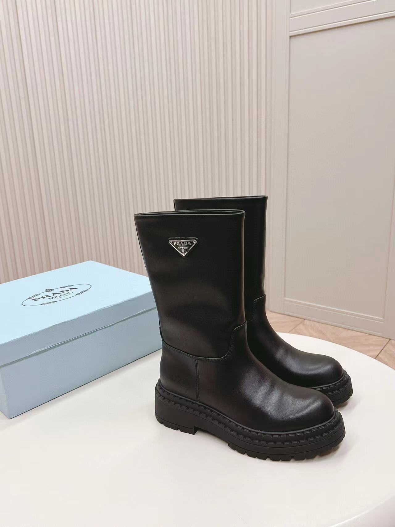 PR4DA高品質トライアングルロゴ厚底ミッドブーツ【50％割引+送料無料】