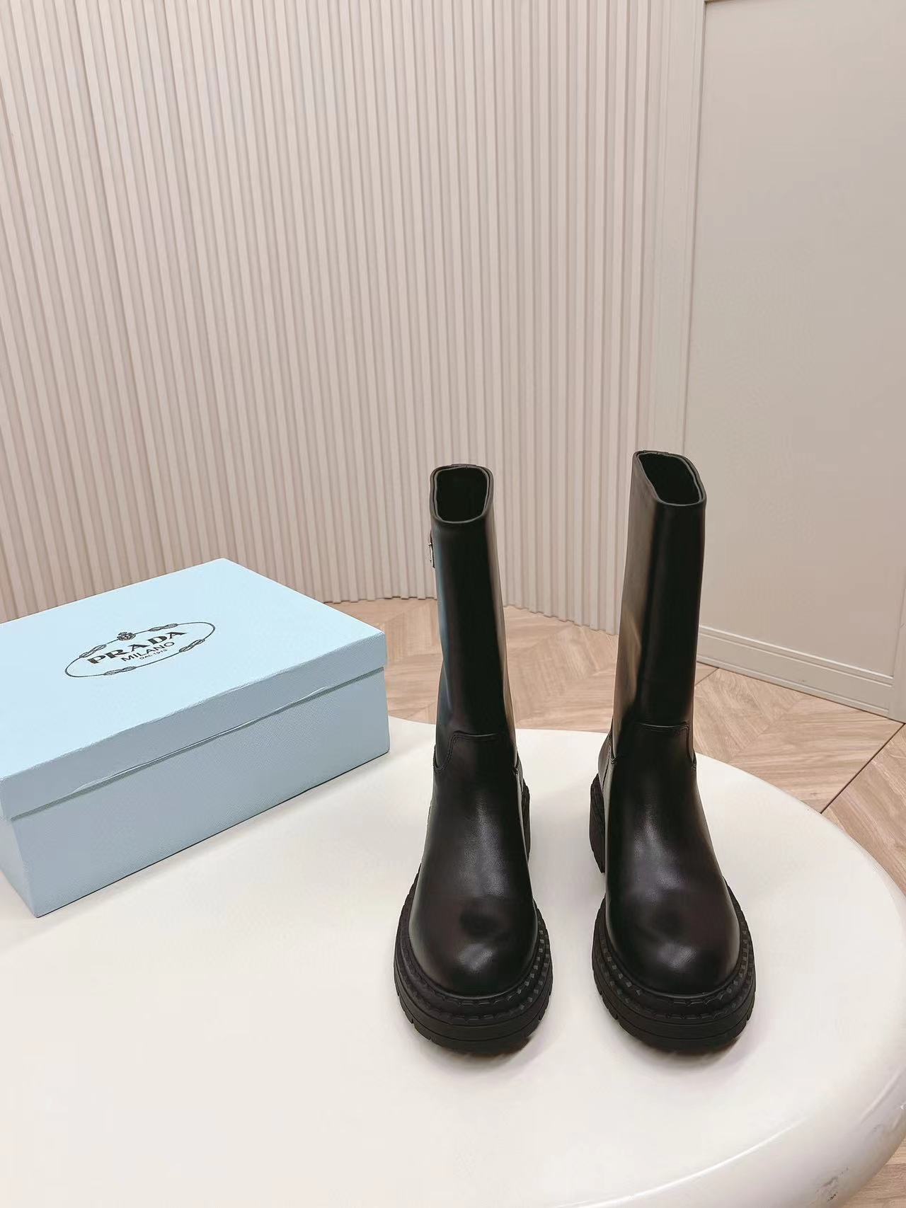 PR4DA高品質トライアングルロゴ厚底ミッドブーツ【50％割引+送料無料】