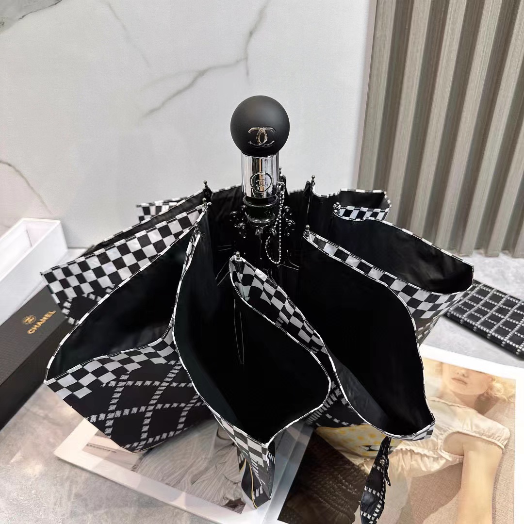 CHANE1 ダブルCプリント折りたたみ傘【50％割引+送料無料】