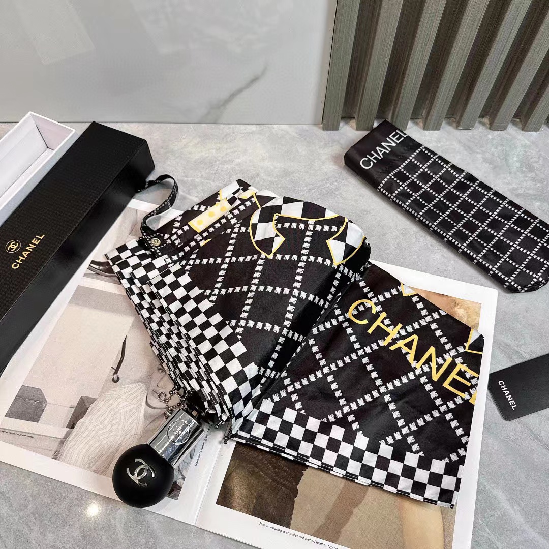 CHANE1 ダブルCプリント折りたたみ傘【50％割引+送料無料】