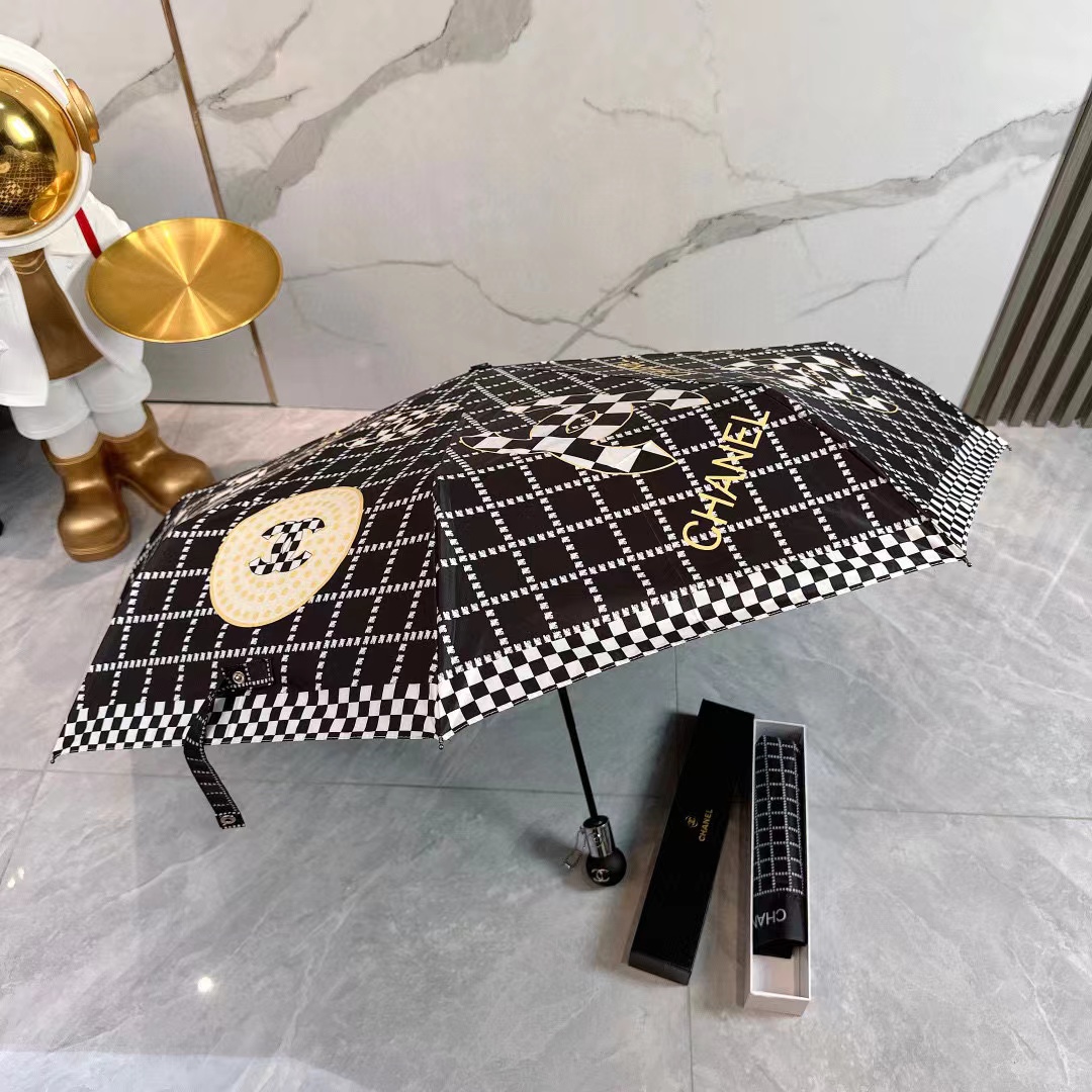 CHANE1 ダブルCプリント折りたたみ傘【50％割引+送料無料】