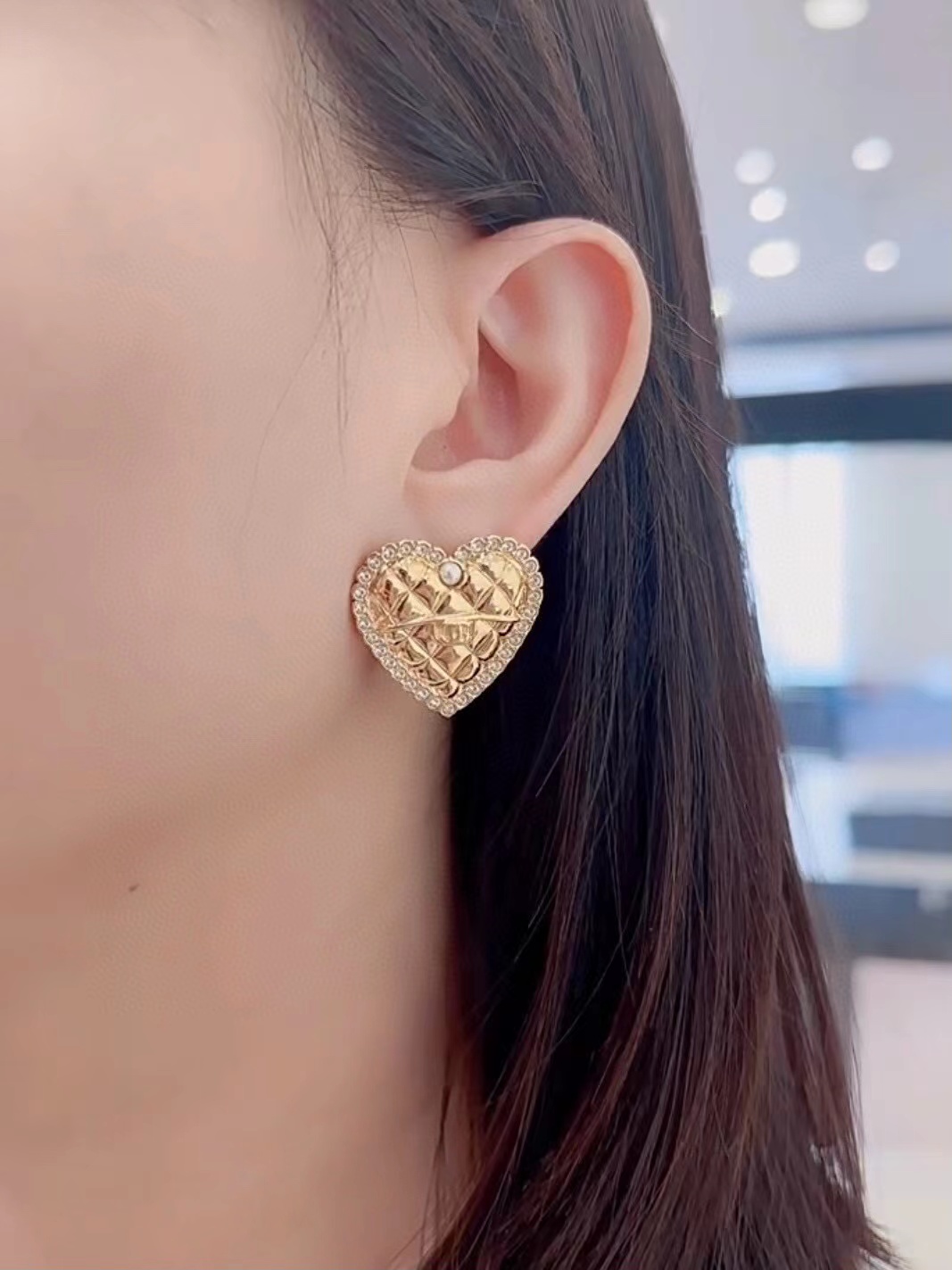 CHANE1 ダイヤモンド ハート スタッド ピアス【50%割引+送料無料】