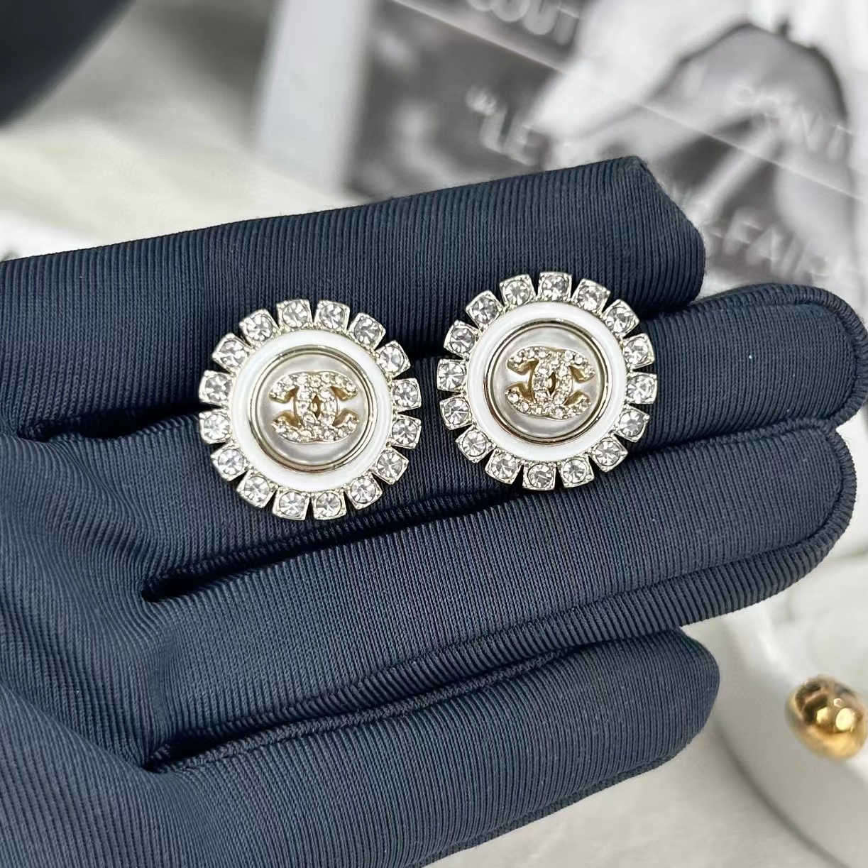 CHANE1 ひまわり スクエア ダイヤモンド パール イヤリング【50%割引+送料無料】