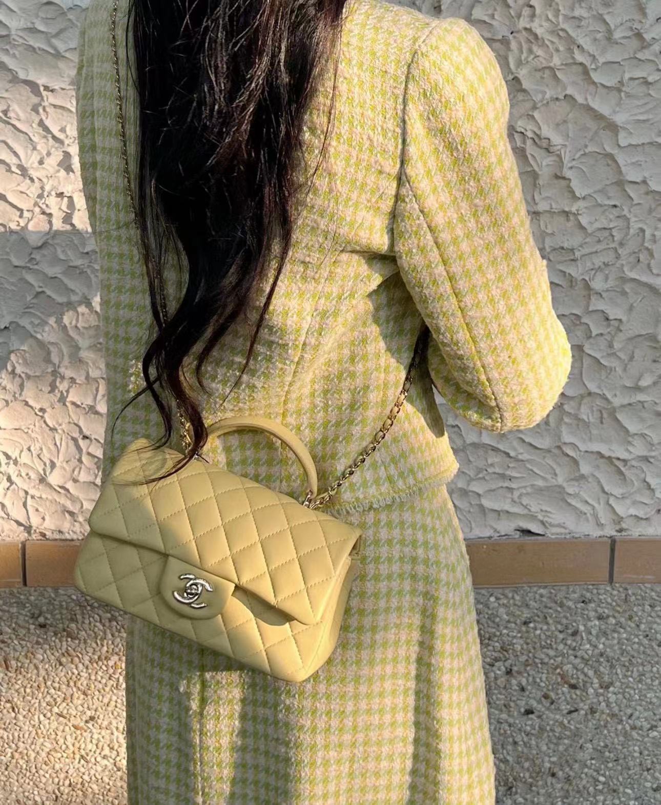 CHANE1 イエロー チェーン ショルダー クロスボディ バッグ【50％割引+送料無料】