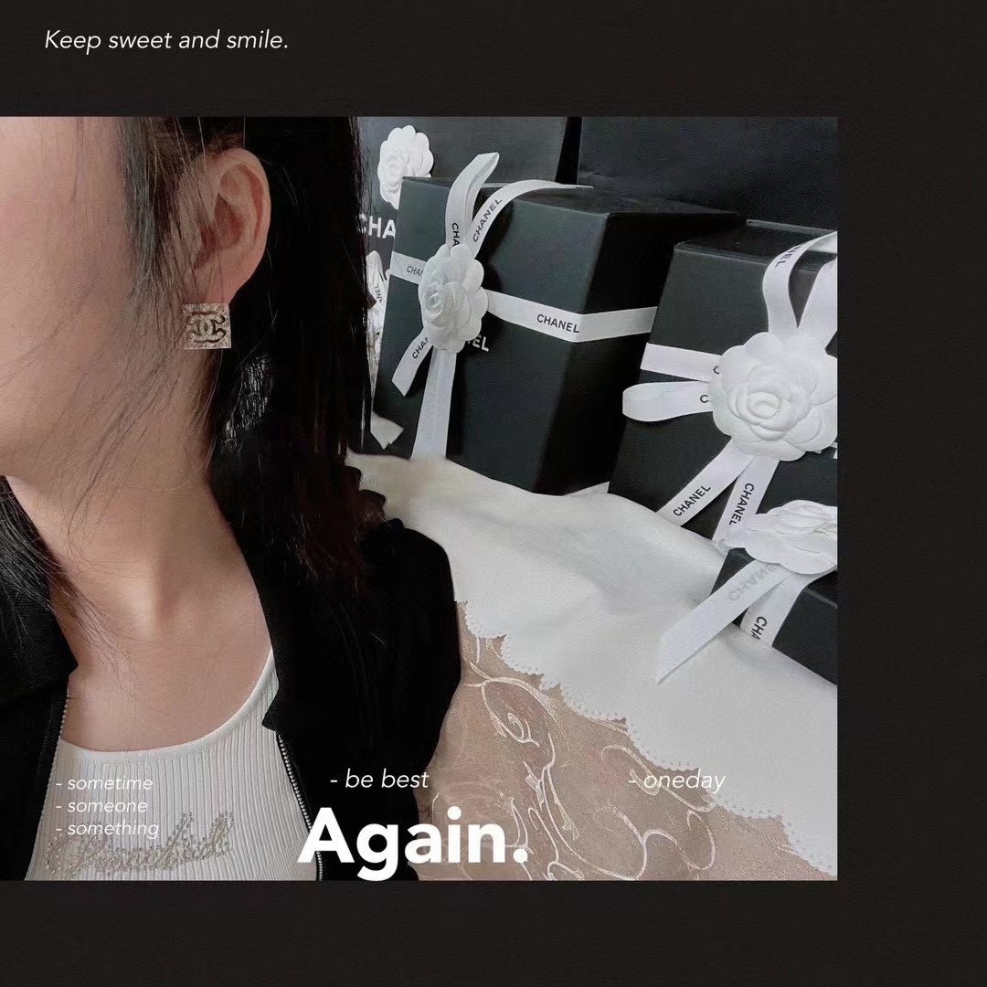 CHANE1 ダブルC スクエア スタッド ピアス【50%割引+送料無料】