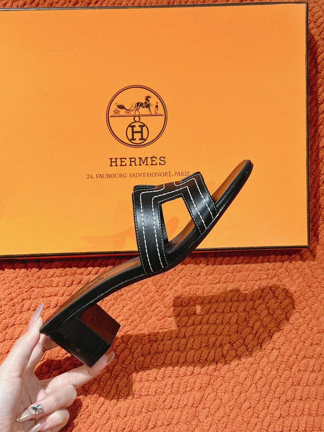 HERME5 高品質のHハイヒールスリッパ【50％割引+送料無料】