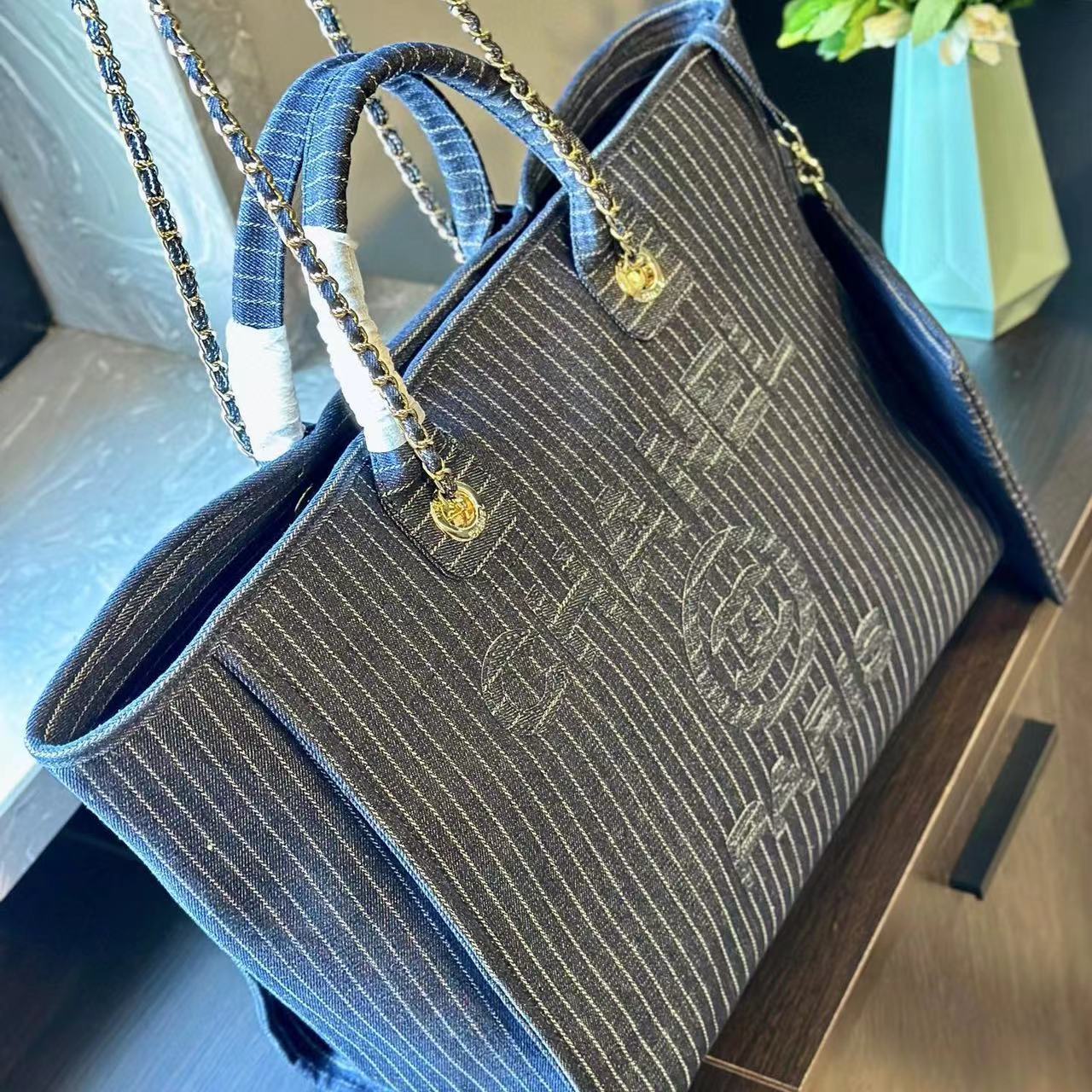 CHANE1 チェーンデニムショッピングバッグ【50%割引+送料無料】