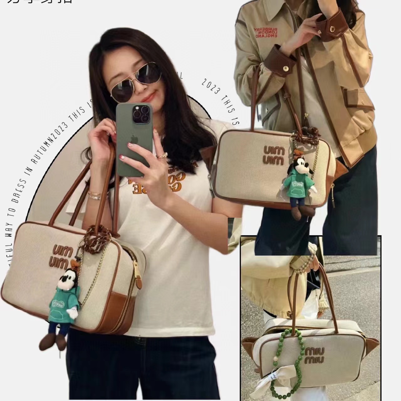 M1UM1U キャンバス ボウリング ハンドバッグ【50％割引+送料無料】