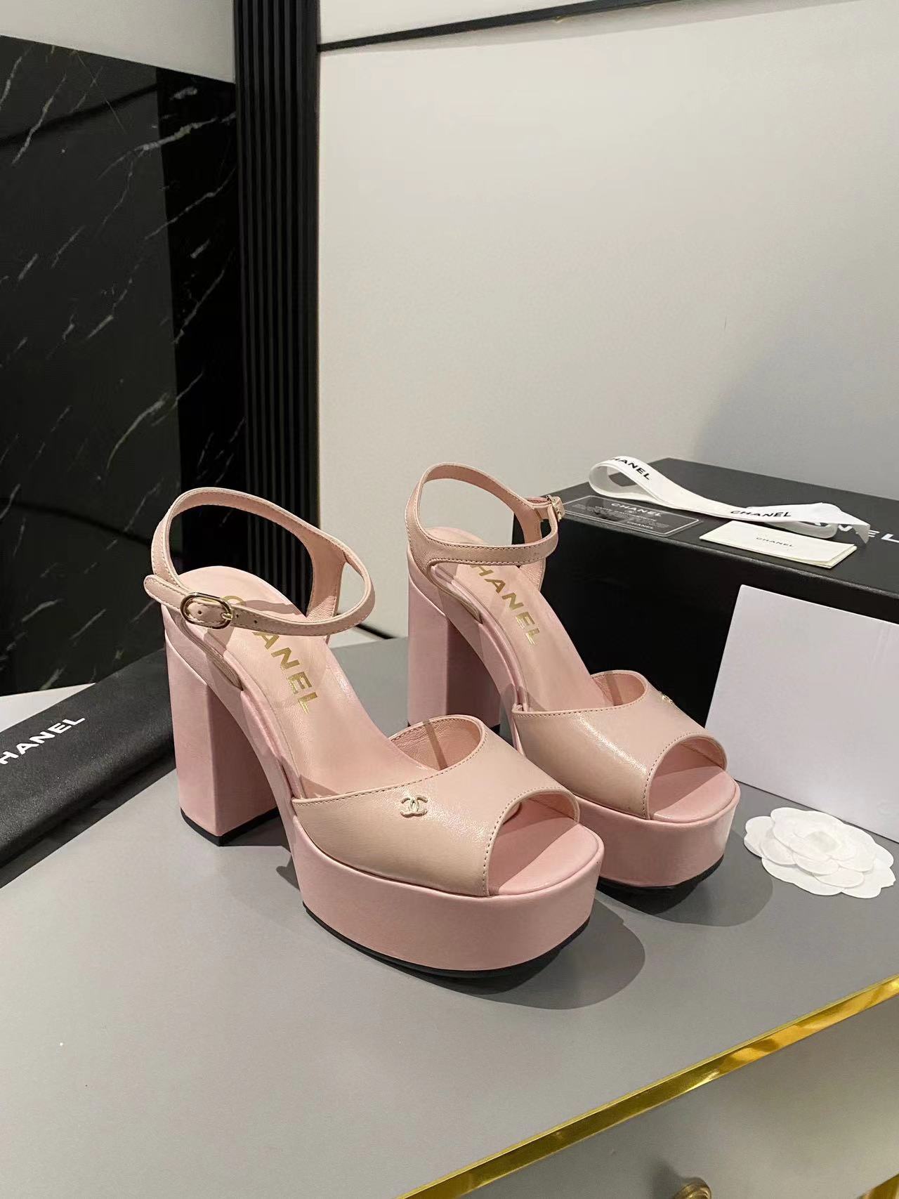 CHANE1 高品質シープスキン プラットフォーム ハイヒール サンダル【50％割引+送料無料】
