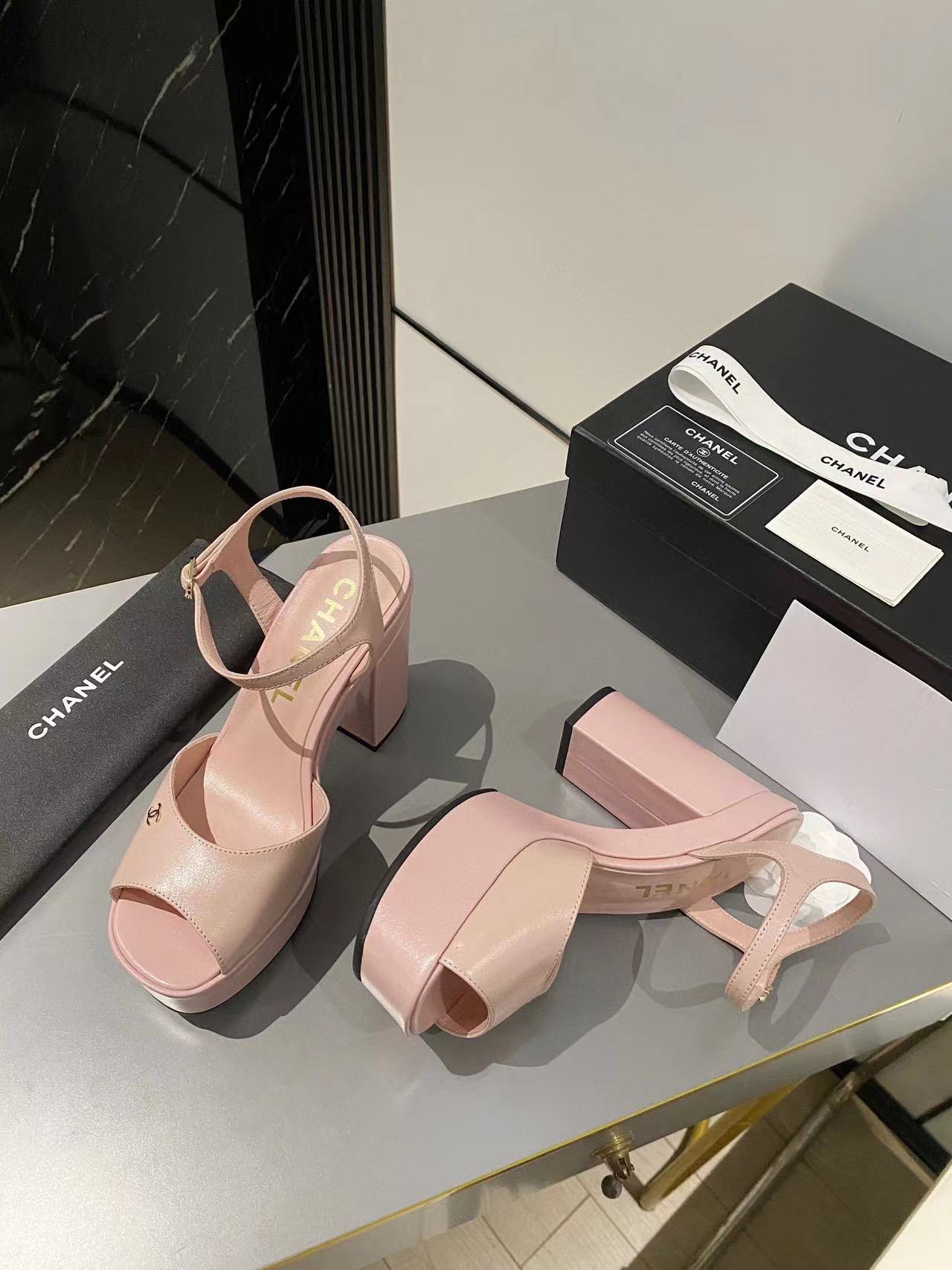 CHANE1 高品質シープスキン プラットフォーム ハイヒール サンダル【50％割引+送料無料】