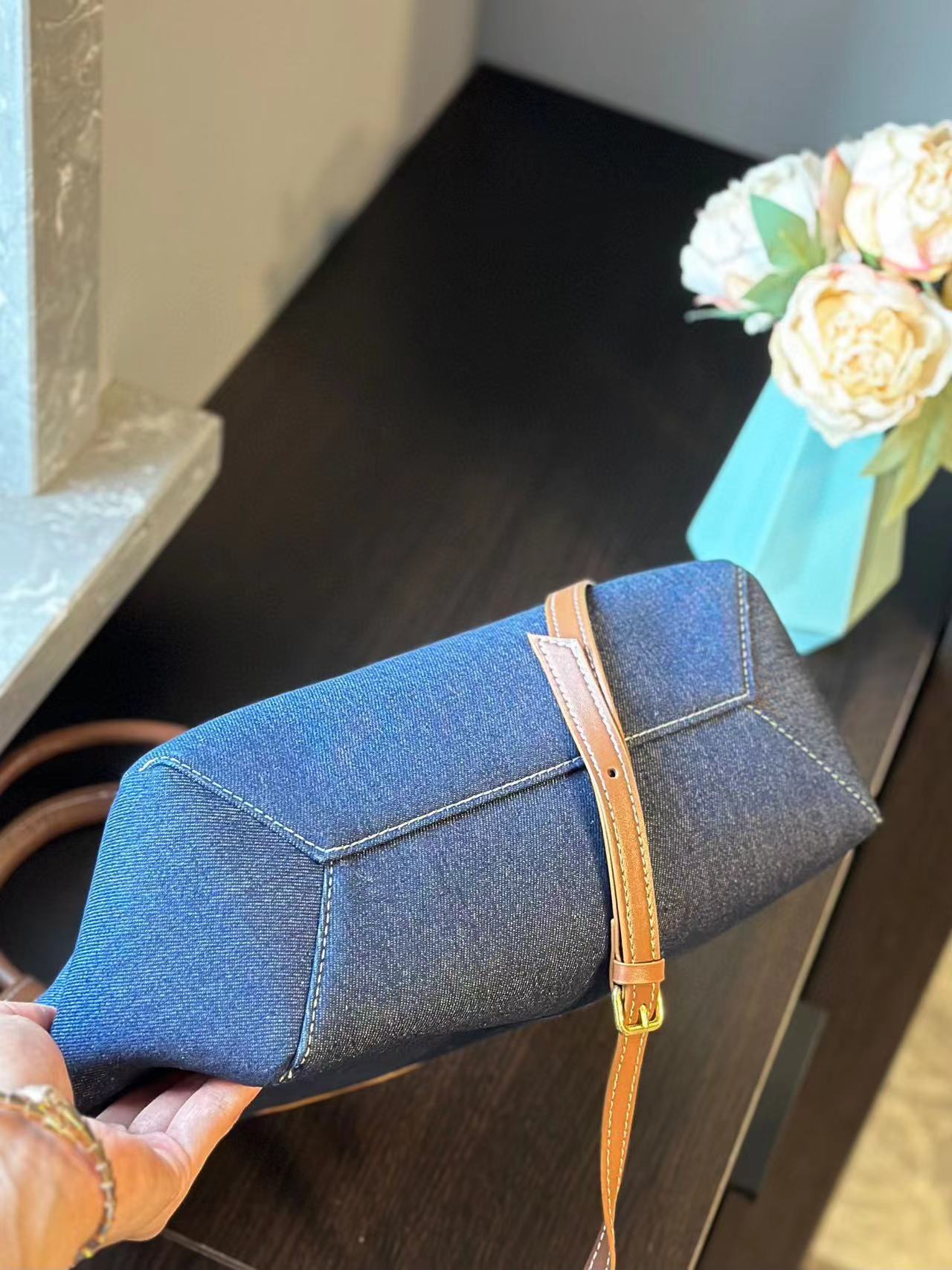 M1UM1U カラーブロックデニムトートバッグ【50％割引+送料無料】